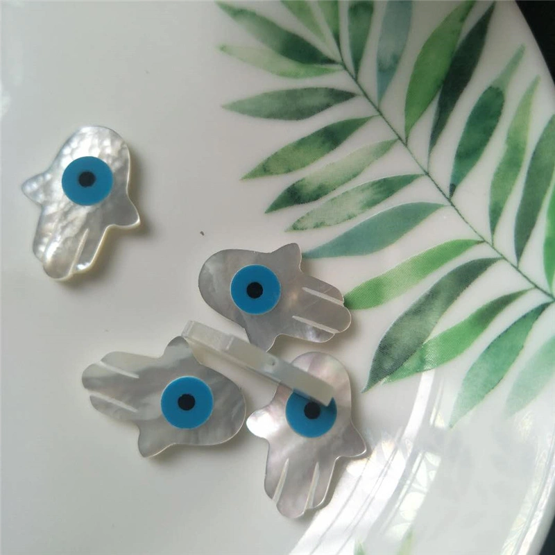 Hot Sale Mother of Pearl Evil Eye Handsa Shape Loose Gemstone for Jewelry Setting