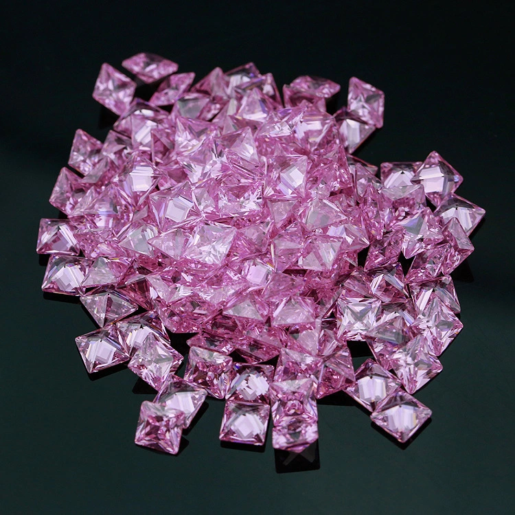 Facets Gems Loose Cubic Zirconia Pink Square Cut Gemstone