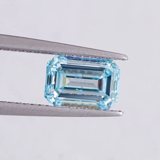 2CT ブルー CVD ラボ グロウン ダイヤモンド エメラルド カット ファンシー カラー Igi 認定ラボ作成ダイヤモンドによる優れたカット